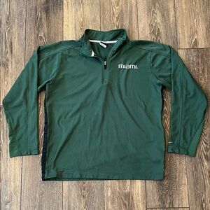 Nike University Of Miami Hurricanes Green Quarter-Zip Pullover Mens Small